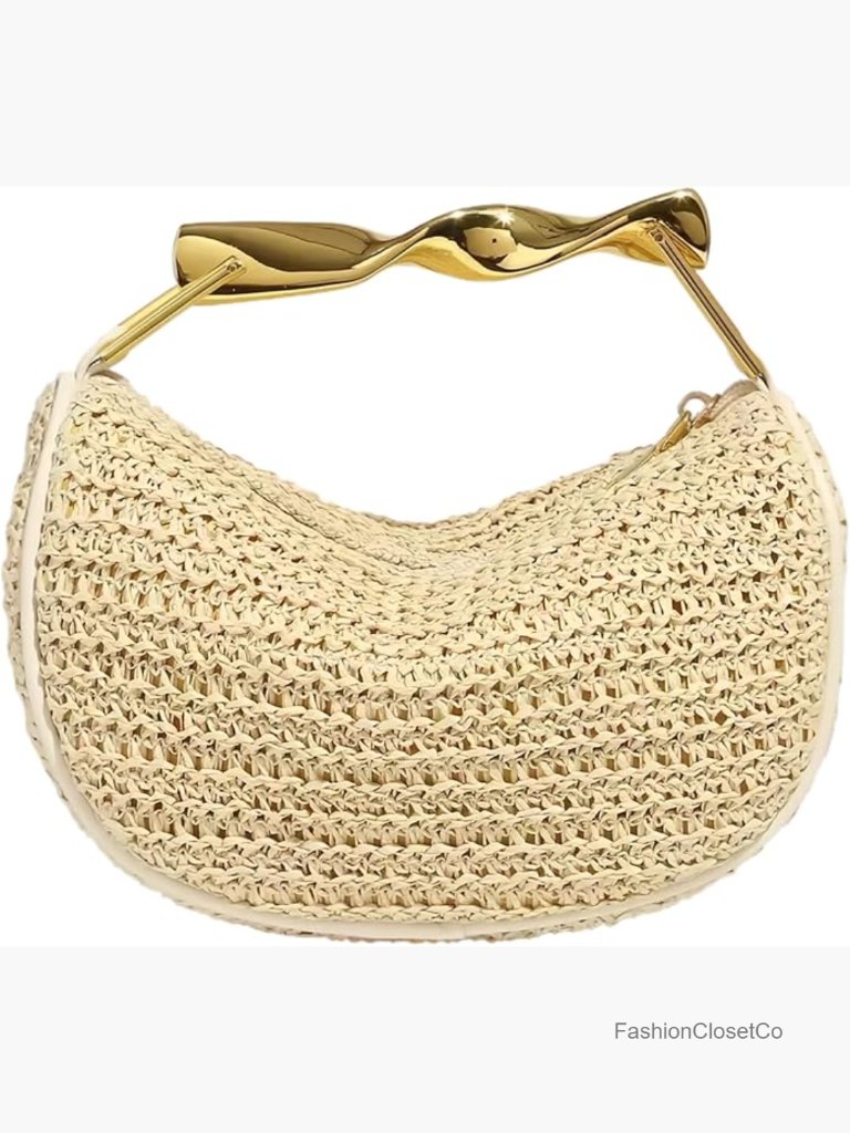 Mini Straw Clutch Purse Woven Crossbody Bag Evening Handbag